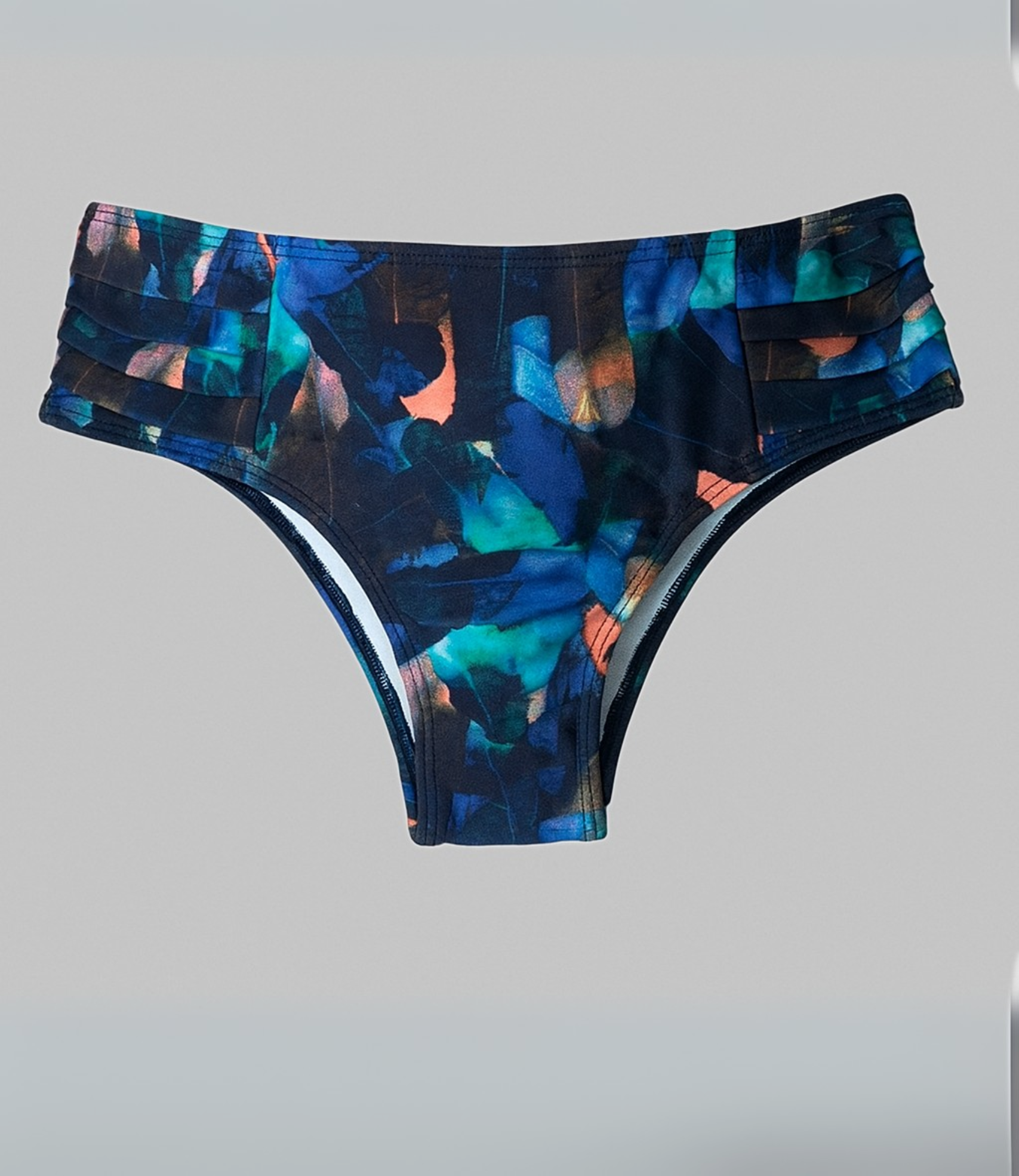 Calcinha de Biquíni Alta Drapeada Estampada