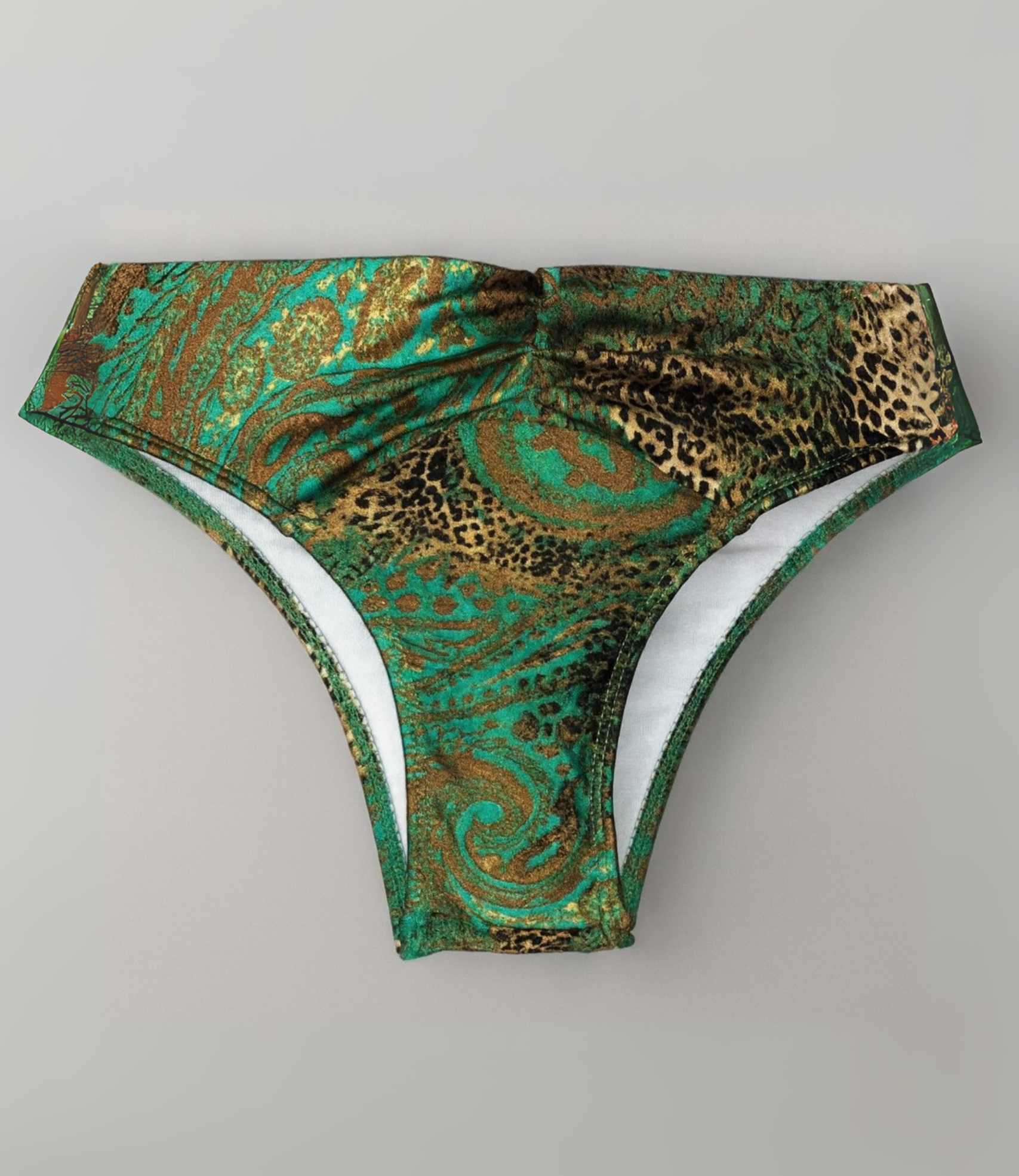 Calcinha de Biquíni com Franzido Frontal Trilobal Estampado